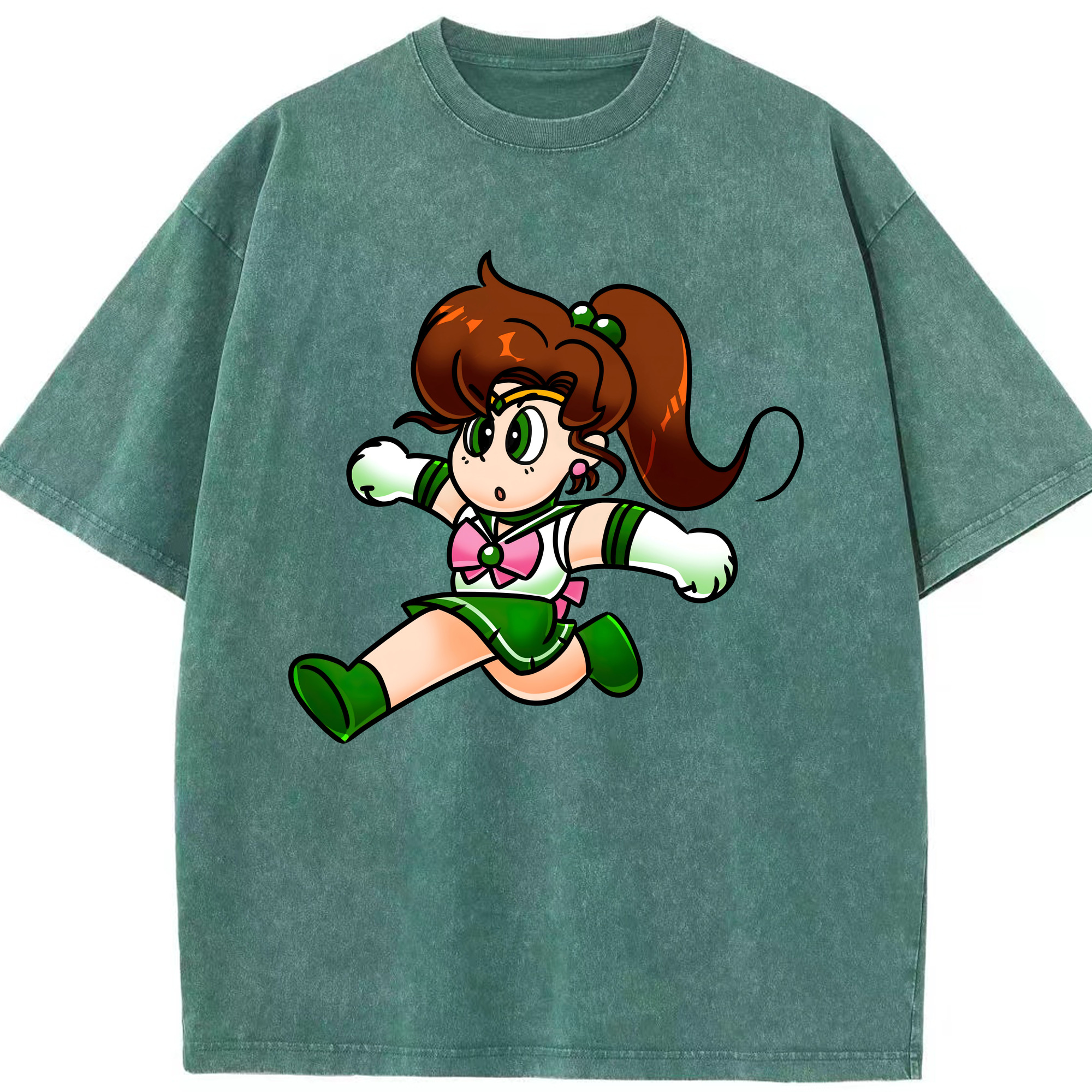 （画像用） 美少女戦士セーラームーン 木野 まこと きの まこと Sailor Moon Kino Makoto （セーラージュピター；Sailor Jupiter） 綿100% ヴィンテージ風 半袖Tシャツ（フロントプリント）